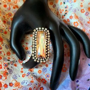 Liz Palacios Golden Crystal Adjustable Ring